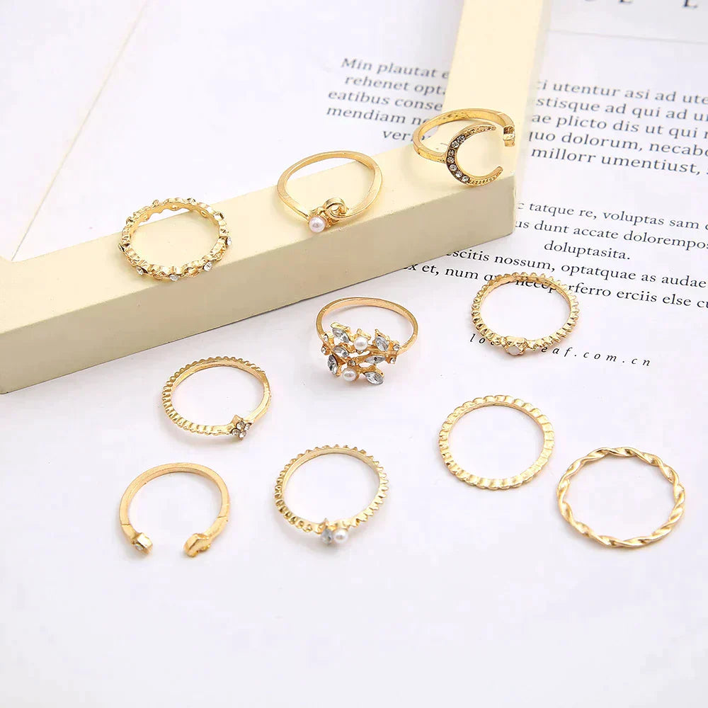 10-Piece Bohemian Silver and Gold Ring Collection to Elevate Your Style