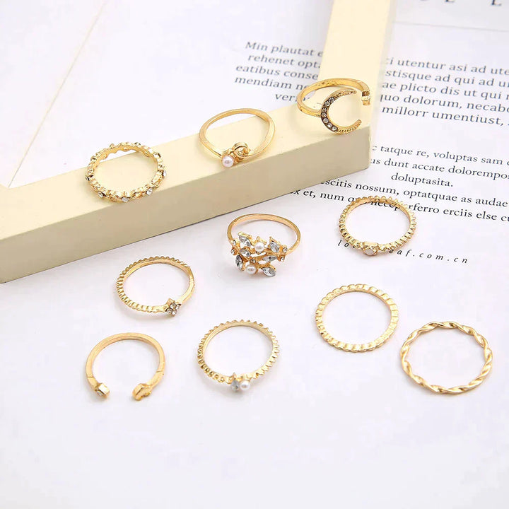 10-Piece Bohemian Silver and Gold Ring Collection to Elevate Your Style
