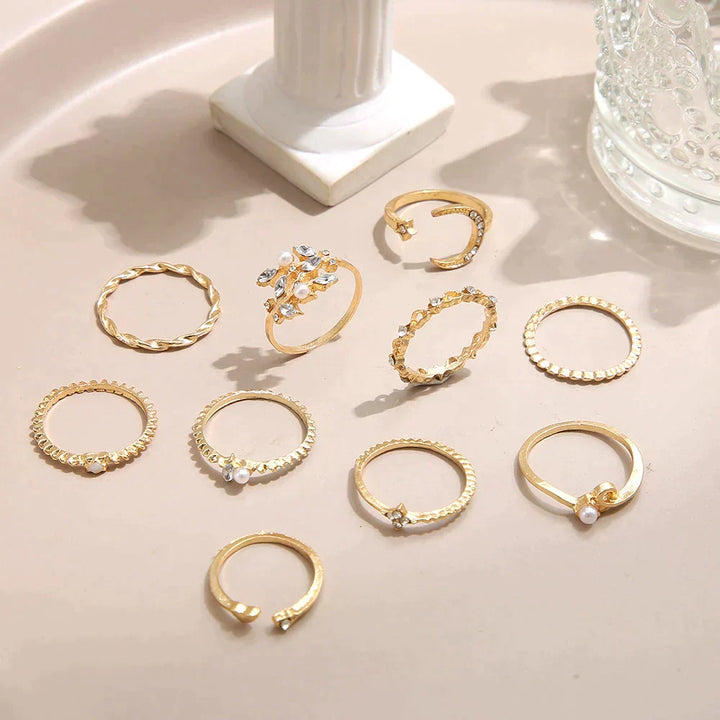 10-Piece Bohemian Silver and Gold Ring Collection to Elevate Your Style
