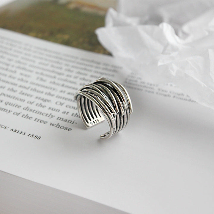 Adjustable Silver Ring with Layers for a Unique Style