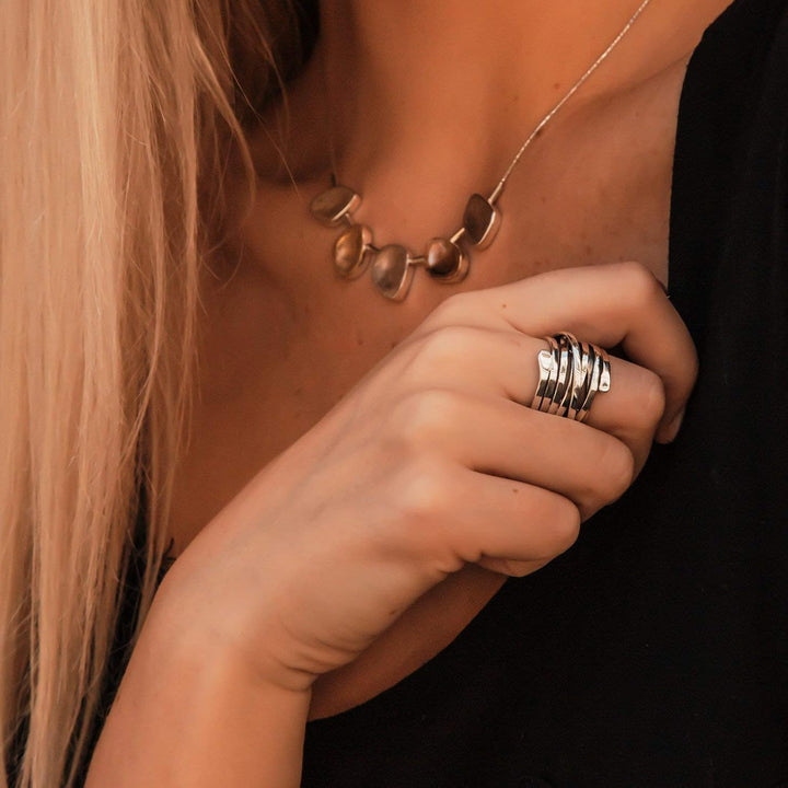 Bliss - Elegant vintage multi-layered silver ring