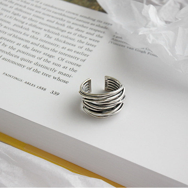 Adjustable Silver Ring with Layers for a Unique Style