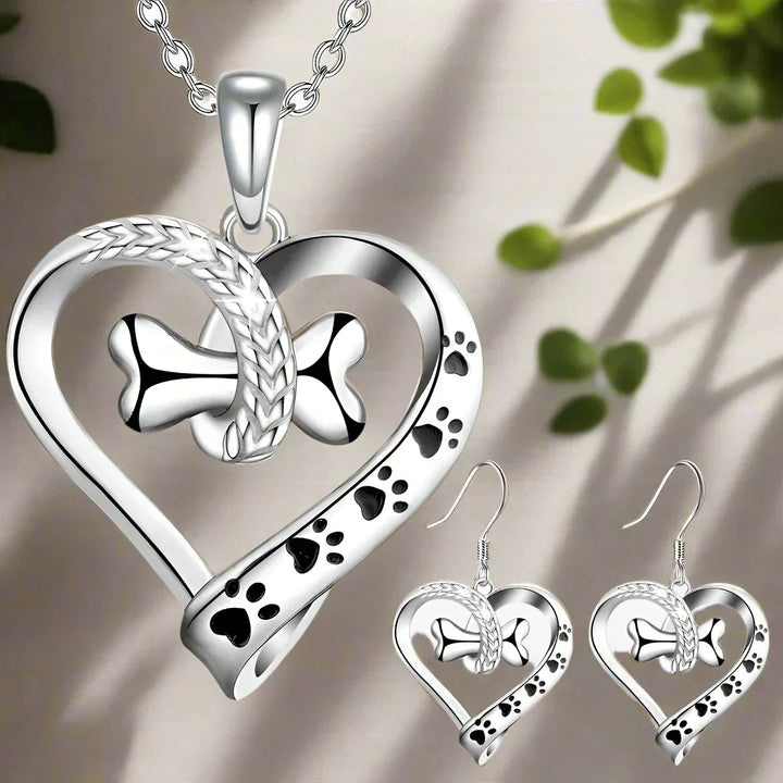 Animal Paw Print Design Jewelry Set - Two-Piece Collection